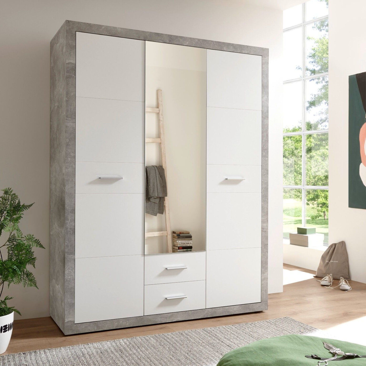 Storck Kleiderschrank 151Cm Mit 3 Türen Und 2 Schubladen Und in Kleiderschrank Mit Schubladen